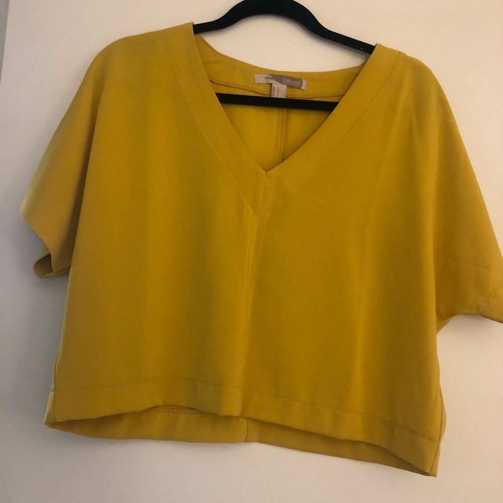 Mustard yellow cropped v neck top
